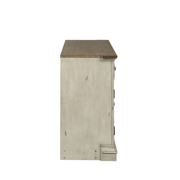 Liberty Morgan Creek Entertainment TV Stand in Antique White Finish with Wire Brushed Tobacco Accents - J. Patrick’s Furniture (Pooler, GA)