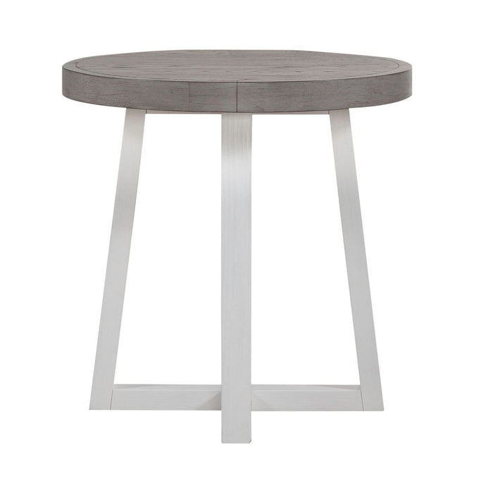 Liberty Furniture Palmetto Heights Round End Table in Shell White & Driftwood - J. Patrick’s Furniture (Pooler, GA)