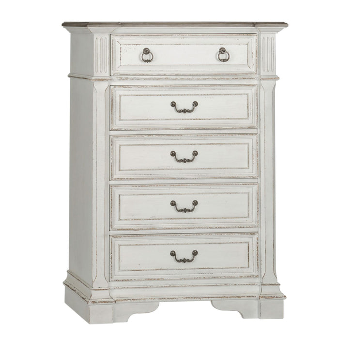 Abbey Park Panel Bed, Dresser & Mirror, Chest image