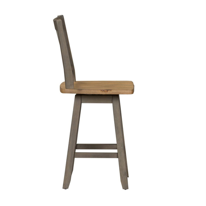 Liberty Furniture Lindsey Farm Counter Height Swivel Chair (RTA) in Gray and Sandstone (Set of 2) - J. Patrick’s Furniture (Pooler, GA)