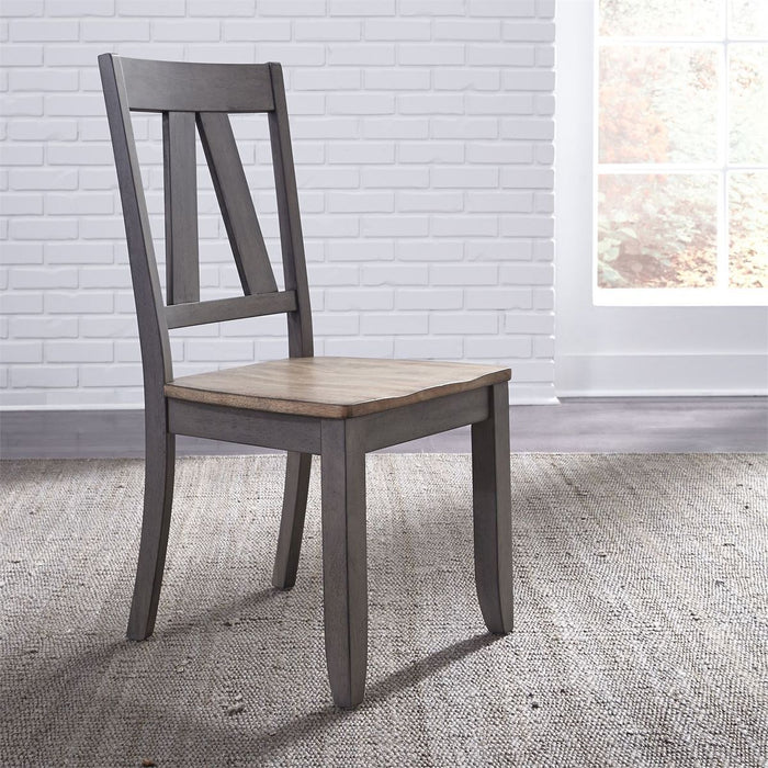 Liberty Furniture Lindsey Farm Splat Back Side Chair (RTA) in Gray and Sandstone (Set of 2) - J. Patrick’s Furniture (Pooler, GA)