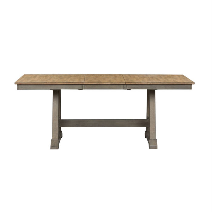 Liberty Furniture Lindsey Farm Trestle Dining Table in Gray and Sandstone - J. Patrick’s Furniture (Pooler, GA)
