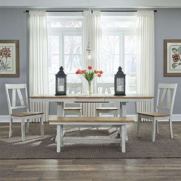 Liberty Furniture Lindsey Farm Backless Bench (RTA) in Weathered White & Sandstone - J. Patrick’s Furniture (Pooler, GA)