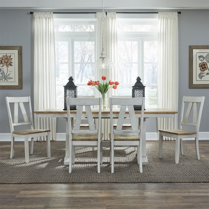 Liberty Furniture Lindsey Farm Splat Back Side Chair (RTA) in Weathered White & Sandstone (Set of 2) - J. Patrick’s Furniture (Pooler, GA)