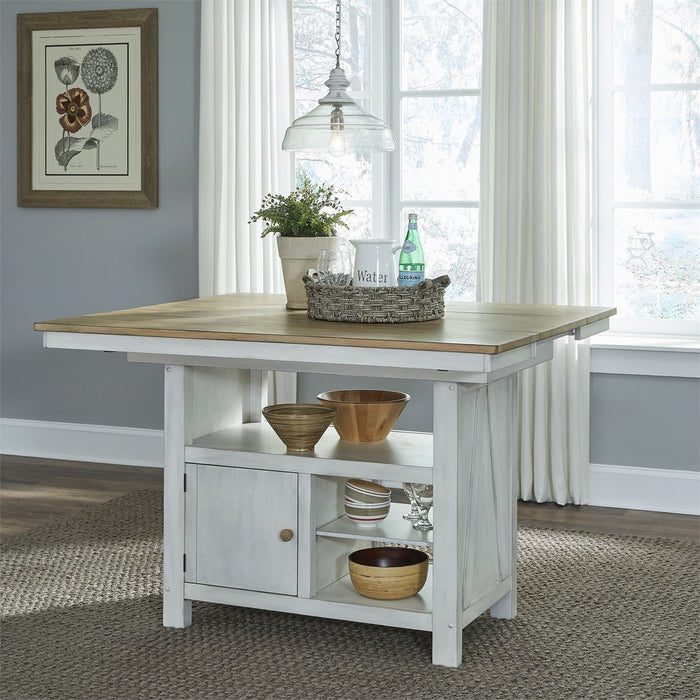 Liberty Furniture Lindsey Farm Kitchen Island in Weathered White & Sandstone - J. Patrick’s Furniture (Pooler, GA)