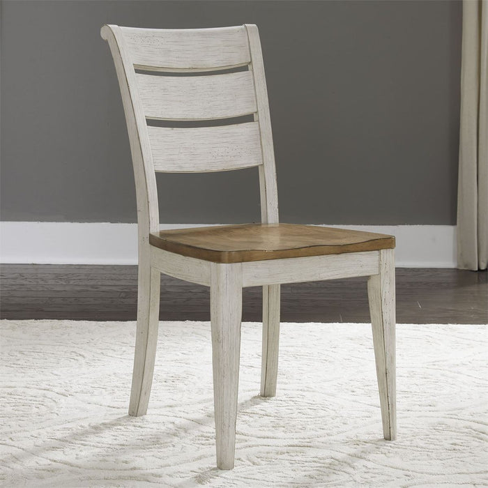 Liberty Furniture Farmhouse Reimagined Ladder Back Side Chair (RTA) in Antique White (Set of 2) - J. Patrick’s Furniture (Pooler, GA)