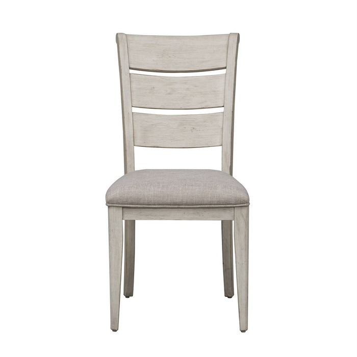 Liberty Furniture Farmhouse Reimagined Ladder Back Upholstered Side Chair (RTA) in Antique White (Set of 2) - J. Patrick’s Furniture (Pooler, GA)