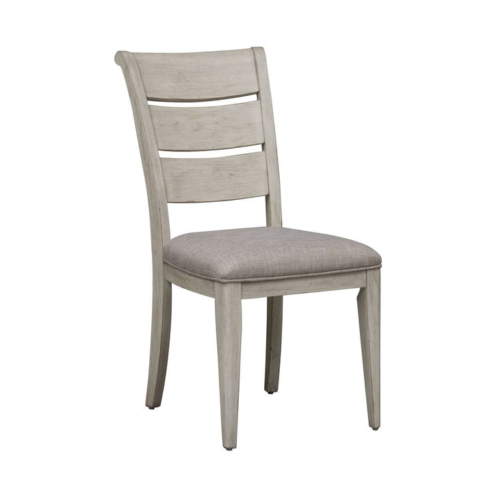Liberty Furniture Farmhouse Reimagined Ladder Back Upholstered Side Chair (RTA) in Antique White (Set of 2) - J. Patrick’s Furniture (Pooler, GA)