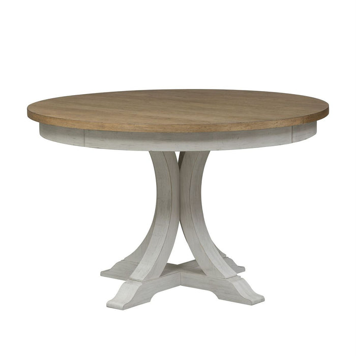 Liberty Furniture Farmhouse Reimagined Pedestal Dining Table in Antique White - J. Patrick’s Furniture (Pooler, GA)