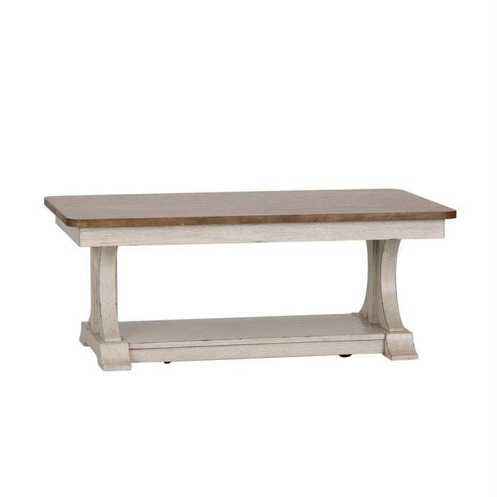 Liberty Farmhouse Reimagined Rectangular Cocktail Table in Antique White - J. Patrick’s Furniture (Pooler, GA)
