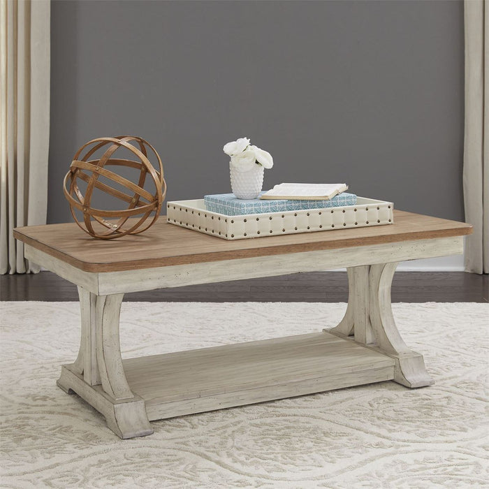 Liberty Farmhouse Reimagined Rectangular Cocktail Table in Antique White - J. Patrick’s Furniture (Pooler, GA)