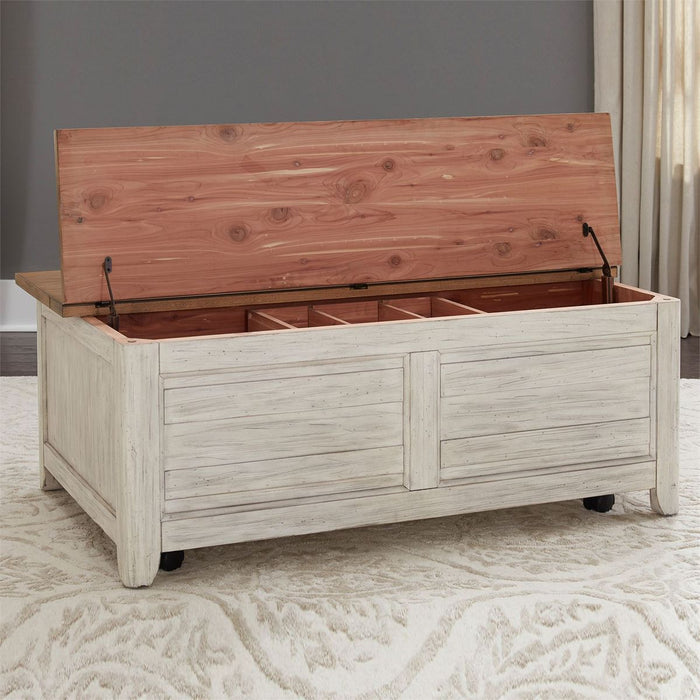 Liberty Farmhouse Reimagined Storage Trunk in Antique White - J. Patrick’s Furniture (Pooler, GA)