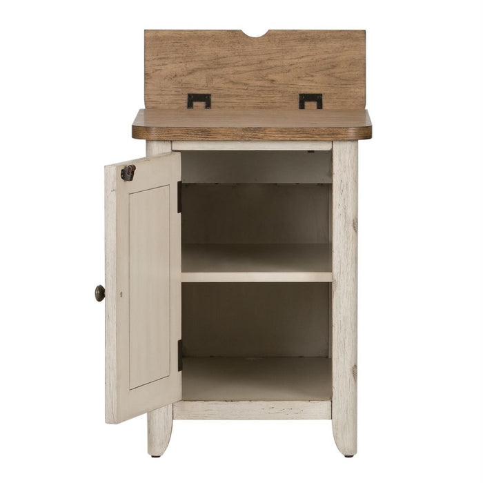 Liberty Farmhouse Reimagined Door Chair Side Table w/ Charging in Antique White - J. Patrick’s Furniture (Pooler, GA)
