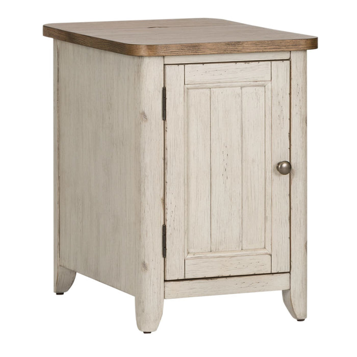 Farmhouse Reimagined Door Chair Side Table w/ Charging in Antique White