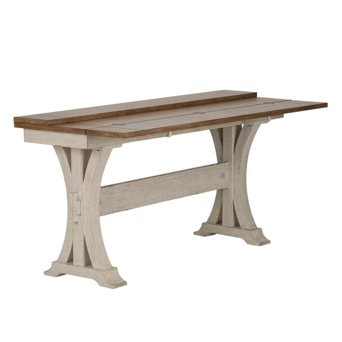 Liberty Farmhouse Reimagined Flip Lid Sofa Table in Antique White - J. Patrick’s Furniture (Pooler, GA)