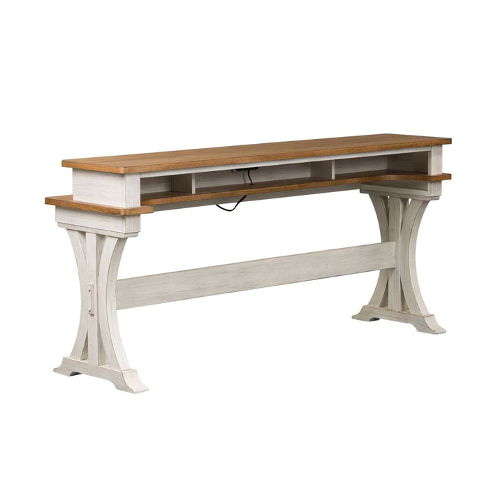Liberty Farmhouse Reimagined Console Bar Table in Antique White - J. Patrick’s Furniture (Pooler, GA)