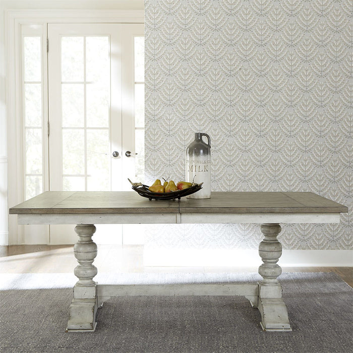 Liberty Furniture Whitney Trestle Table in Weathered Gray - J. Patrick’s Furniture (Pooler, GA)
