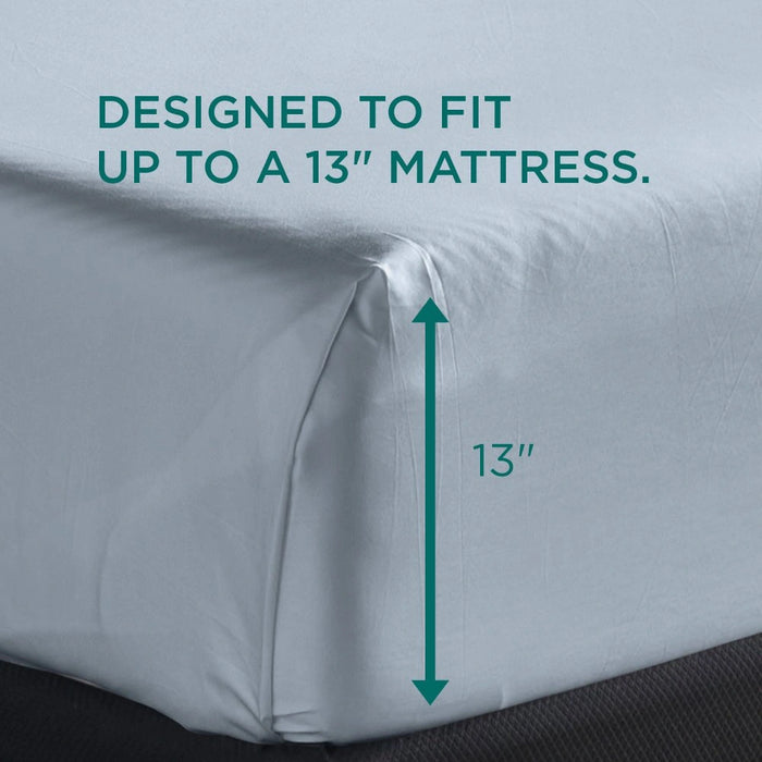 TEMPUR Luxe Egyptian Cotton Pillowcase Set Sleepy Blue