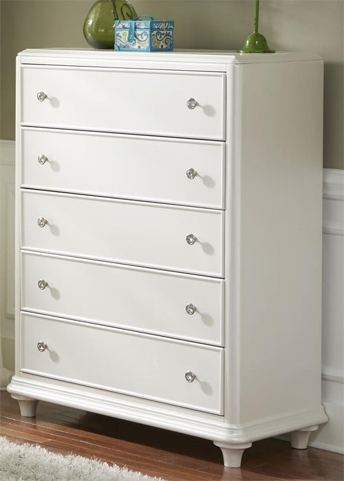 Liberty Furniture Stardust 5 Drawer Chest in Iridescent White - J. Patrick’s Furniture (Pooler, GA)