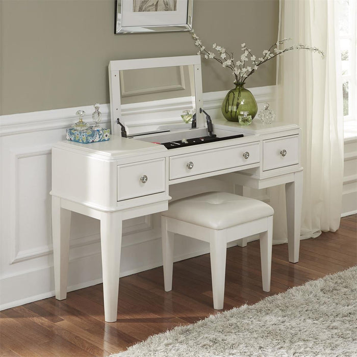 Liberty Furniture Stardust Vanity Desk in Iridescent White - J. Patrick’s Furniture (Pooler, GA)