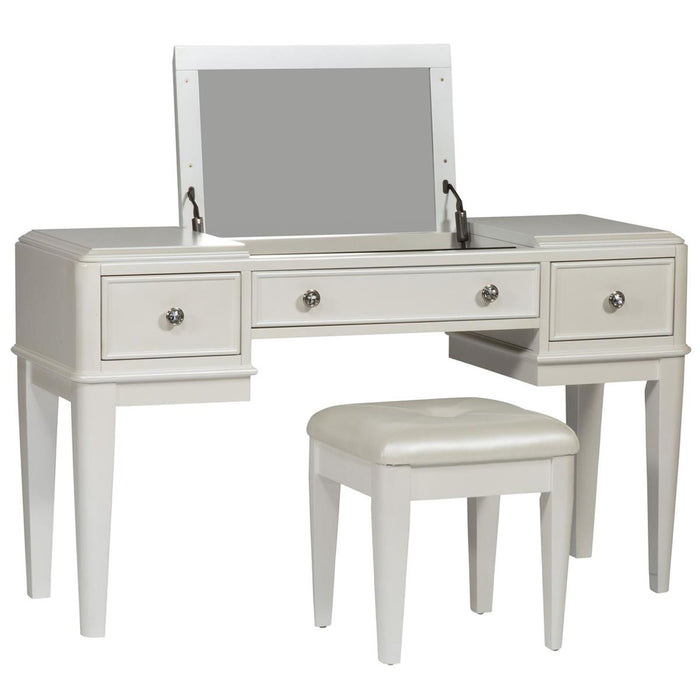 Liberty Furniture Stardust Vanity Stool in Iridescent White - J. Patrick’s Furniture (Pooler, GA)