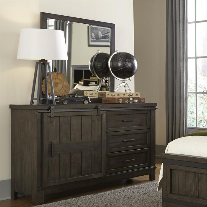 Liberty Furniture Thornwood Hills Barn Door Dresser in Rock Beaten Gray - J. Patrick’s Furniture (Pooler, GA)