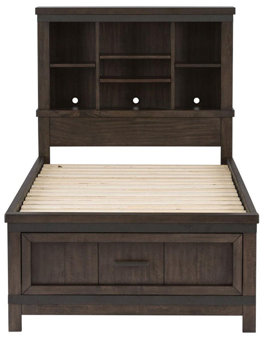 Liberty Furniture Thornwood Hills Twin Bookcase Bed in Rock Beaten Gray - J. Patrick’s Furniture (Pooler, GA)