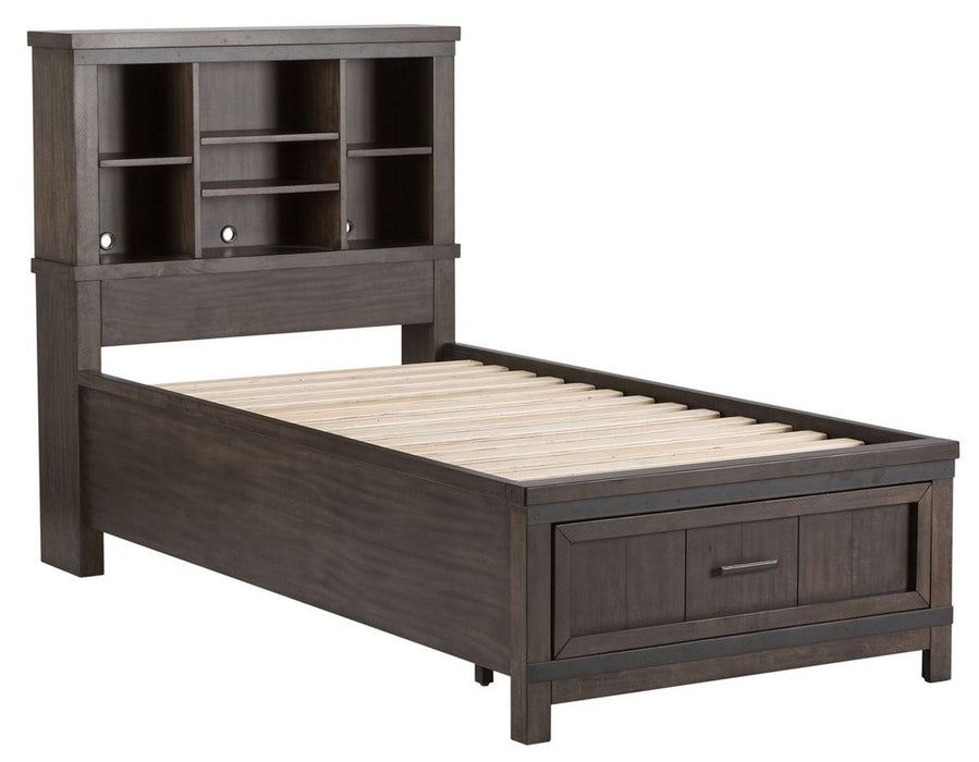 Liberty Furniture Thornwood Hills Twin Bookcase Bed in Rock Beaten Gray - J. Patrick’s Furniture (Pooler, GA)