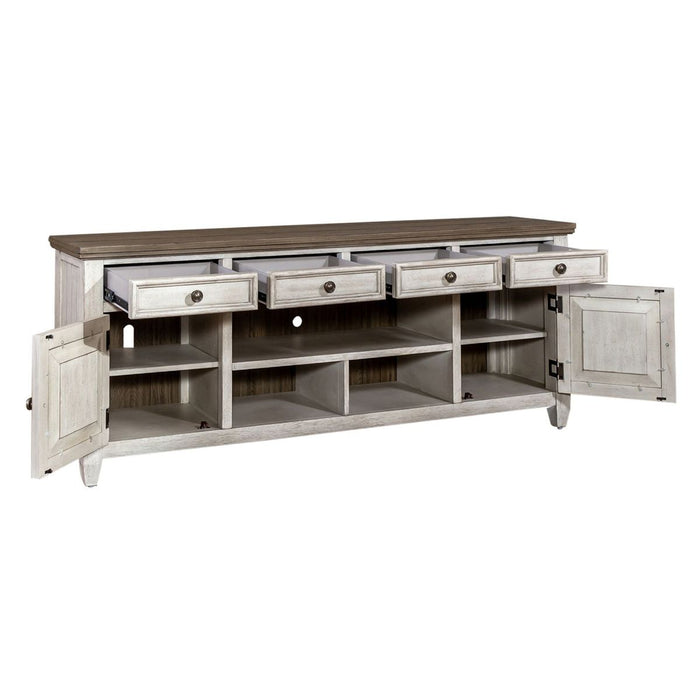 Liberty Heartland 76" Tile TV Console in Antique White - J. Patrick’s Furniture (Pooler, GA)