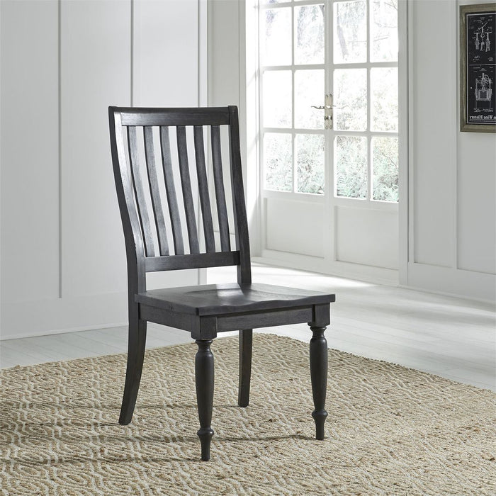 Liberty Furniture Harvest Home Slat Back Side Chair (RTA) in Chalkboard (Set of 2) - J. Patrick’s Furniture (Pooler, GA)