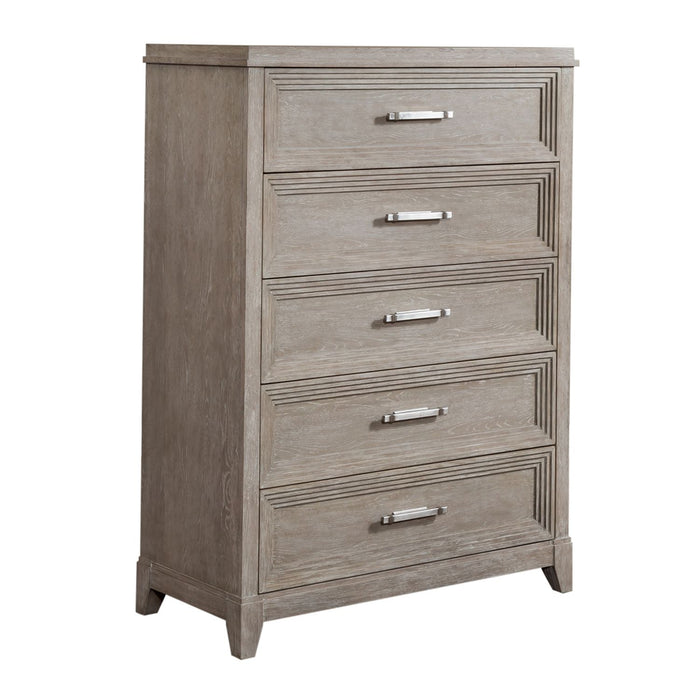 Belmar King Uph Bed, Dresser & Mirror, Chest