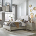 Liberty Furniture Belmar Queen Upholstered Sleigh Bed in Washed Taupe and Silver Champagne - J. Patrick’s Furniture (Pooler, GA)