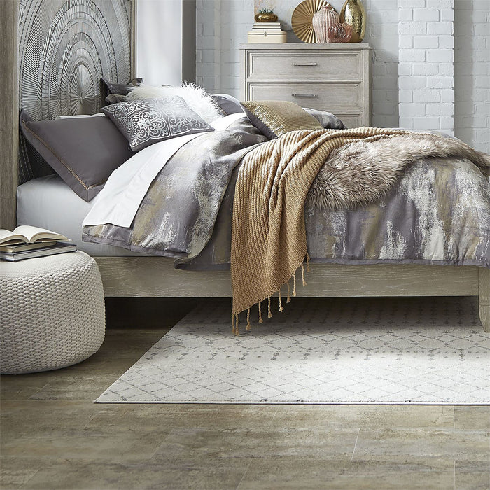 Liberty Furniture Belmar Queen Panel Bed in Washed Taupe and Silver Champagne - J. Patrick’s Furniture (Pooler, GA)