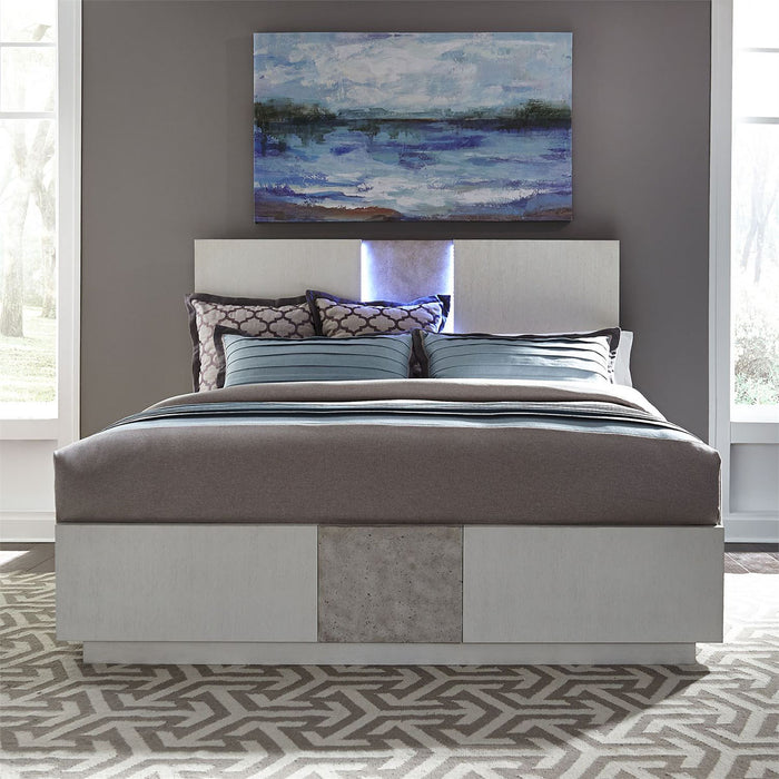 Liberty Furniture Mirage King Travertine Panel Bed in Wirebrushed White - J. Patrick’s Furniture (Pooler, GA)