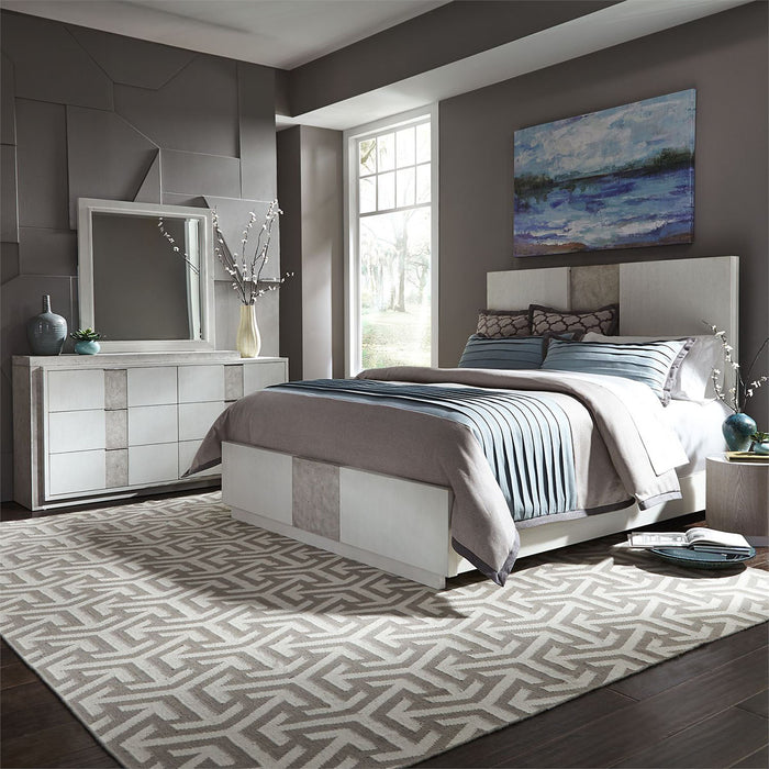 Liberty Furniture Mirage King Travertine Panel Bed in Wirebrushed White - J. Patrick’s Furniture (Pooler, GA)