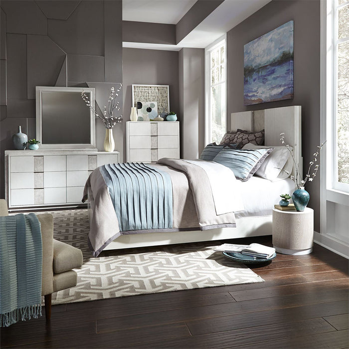 Liberty Furniture Mirage King Travertine Panel Bed in Wirebrushed White - J. Patrick’s Furniture (Pooler, GA)