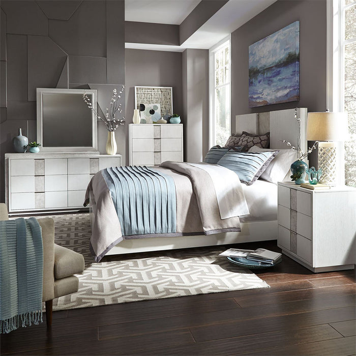 Liberty Furniture Mirage King Travertine Panel Bed in Wirebrushed White - J. Patrick’s Furniture (Pooler, GA)