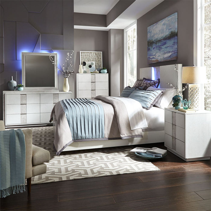 Liberty Furniture Mirage King Travertine Panel Bed in Wirebrushed White - J. Patrick’s Furniture (Pooler, GA)