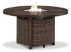 Paradise Trail Paradise Trail Fire Pit Table with 4 Nuvella Swivel Lounge Chairs - J. Patrick’s Furniture (Pooler, GA)