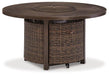 Paradise Trail Paradise Trail Fire Pit Table with 4 Nuvella Swivel Lounge Chairs - J. Patrick’s Furniture (Pooler, GA)