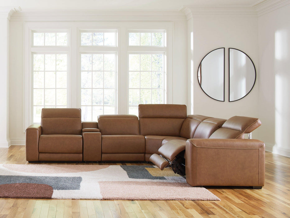 Magic Man Power Reclining Sectional with Console - J. Patrick’s Furniture (Pooler, GA)