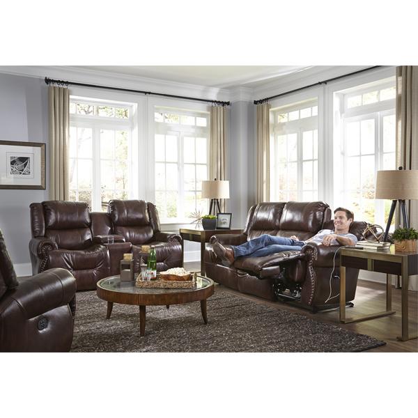 GENET COLLECTION LEATHER POWER RECLINING SOFA W/ FOLD DOWN TABLE- S960CZ4 - J. Patrick’s Furniture (Pooler, GA)