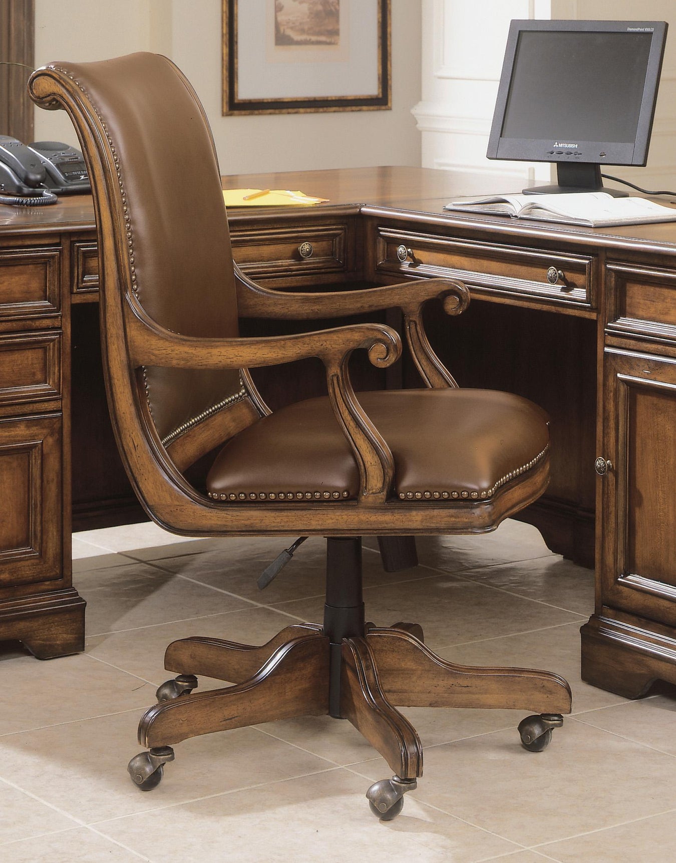 Cherry Veneers with Split Grain Leather