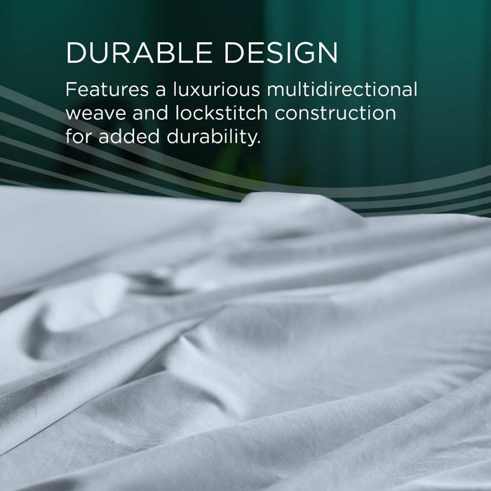 TEMPUR Luxe Egyptian Cotton Pillowcase Set Sleepy Blue