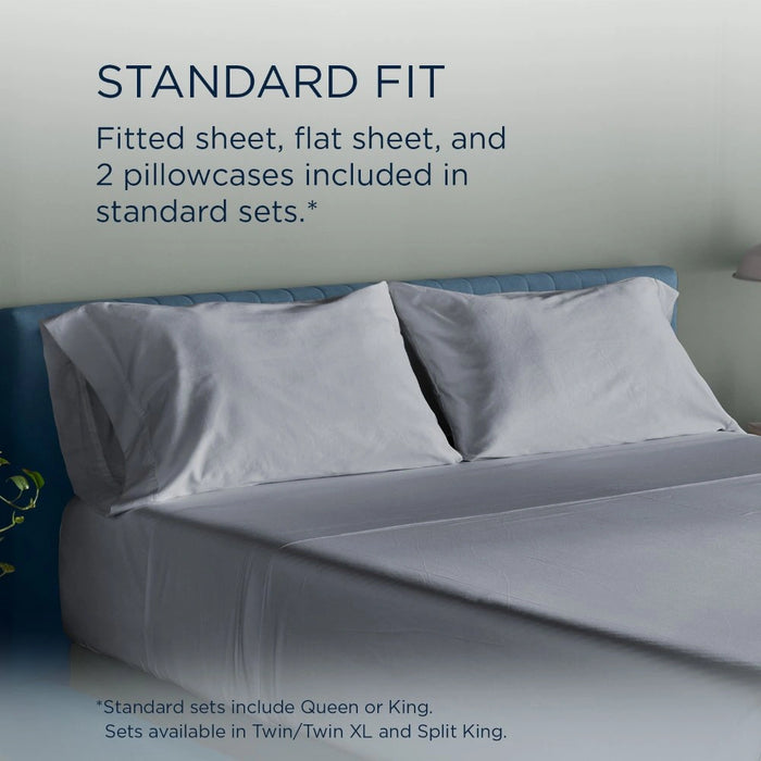 TEMPUR Luxe Egyptian Cotton Pillowcase Set Silver Mist