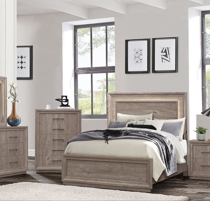 Liberty Furniture Horizons Queen Panel Bed with HB Lights in Graystone - J. Patrick’s Furniture (Pooler, GA)