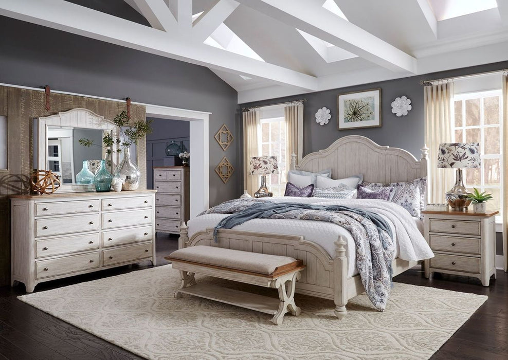 Liberty Furniture Farmhouse Reimagined Queen Poster Bed in Antique White - J. Patrick’s Furniture (Pooler, GA)