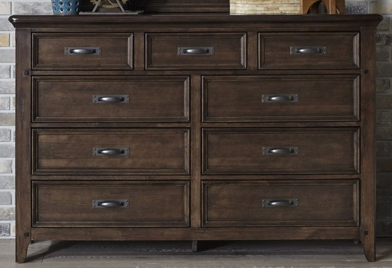 Liberty Furniture Saddlebrook 9 Drawer Dresser in Tobacco Brown - J. Patrick’s Furniture (Pooler, GA)